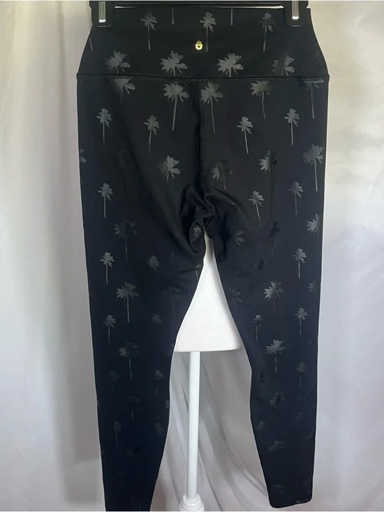 Spiritual Gangster Palm-Print Leggings Black on Black Palm Trees Med Yoga Gym - Picture 6 of 8